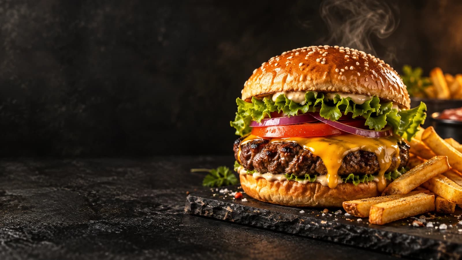 Ilustracija burgera, pomfrita i pizze
